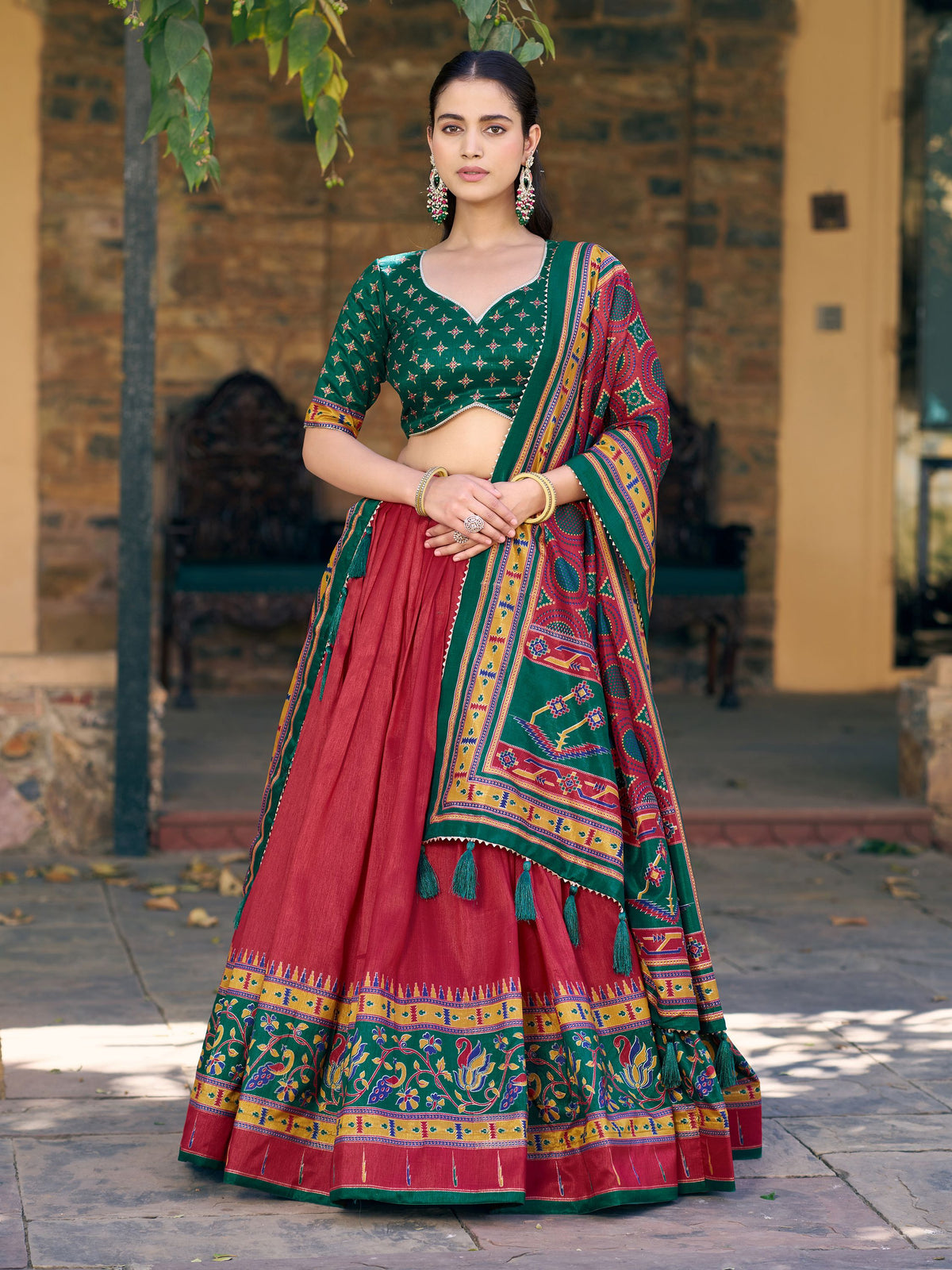 Regal Red Printed Silk Wedding Wear Lehenga Choli With Dupatta