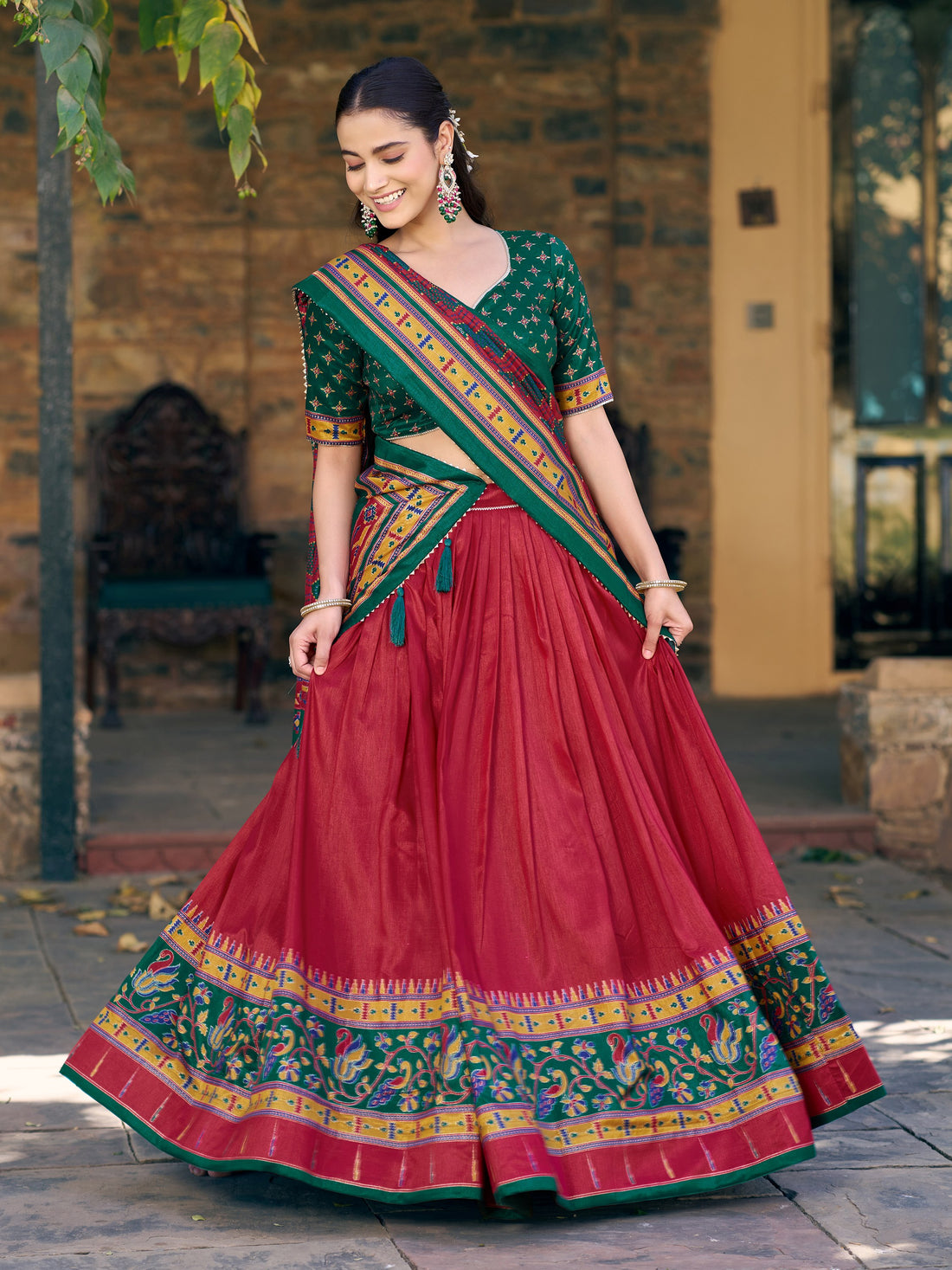 Regal Red Printed Silk Wedding Wear Lehenga Choli With Dupatta