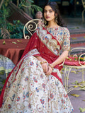 Wonderful Off -White Printed Silk Function Wear Lehenga Choli With Dupatta