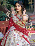 Wonderful Off -White Printed Silk Function Wear Lehenga Choli With Dupatta