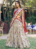 Wonderful Off -White Printed Silk Function Wear Lehenga Choli With Dupatta
