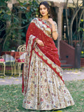 Wonderful Off -White Printed Silk Function Wear Lehenga Choli With Dupatta