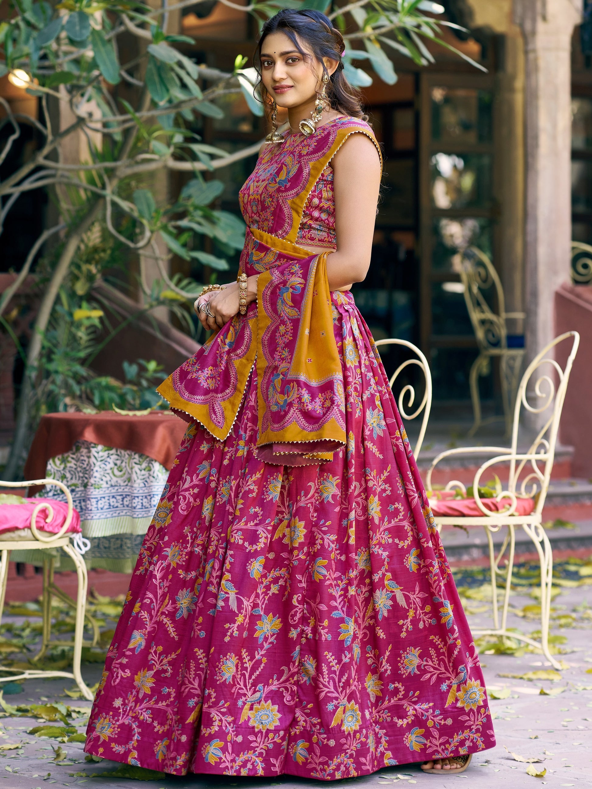 Amazing Pink Foi -Worked Silk Wedding Wear Lehenga Choli With Dupatta