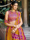 Amazing Pink Foi -Worked Silk Wedding Wear Lehenga Choli With Dupatta