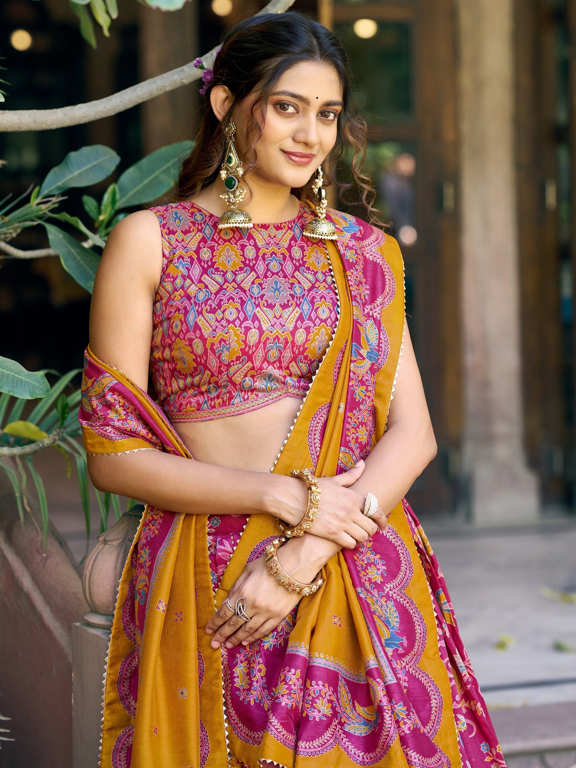 Amazing Pink Foi -Worked Silk Wedding Wear Lehenga Choli With Dupatta
