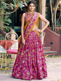 Amazing Pink Foi -Worked Silk Wedding Wear Lehenga Choli With Dupatta