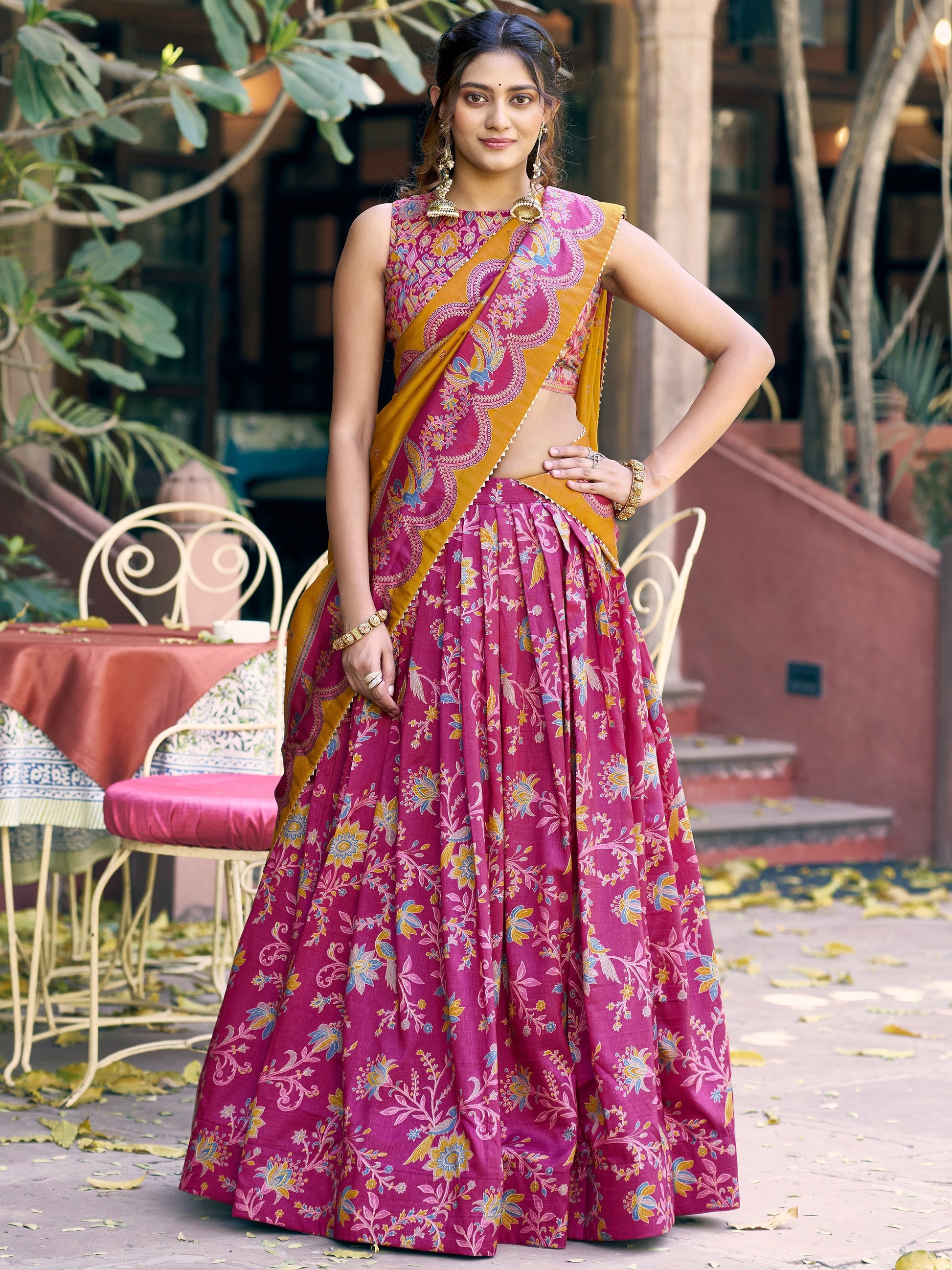 Amazing Pink Foi -Worked Silk Wedding Wear Lehenga Choli With Dupatta