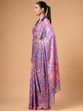 Wonderful Lavender Printed Satin Festive Wear Saree With Blouse