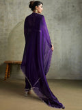 Striking Purple Chiffon Party Wear Saree With Jarkan Work Blouse