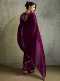 Incredible Wine Chiffon Designer Saree With Jarkan Work Blouse