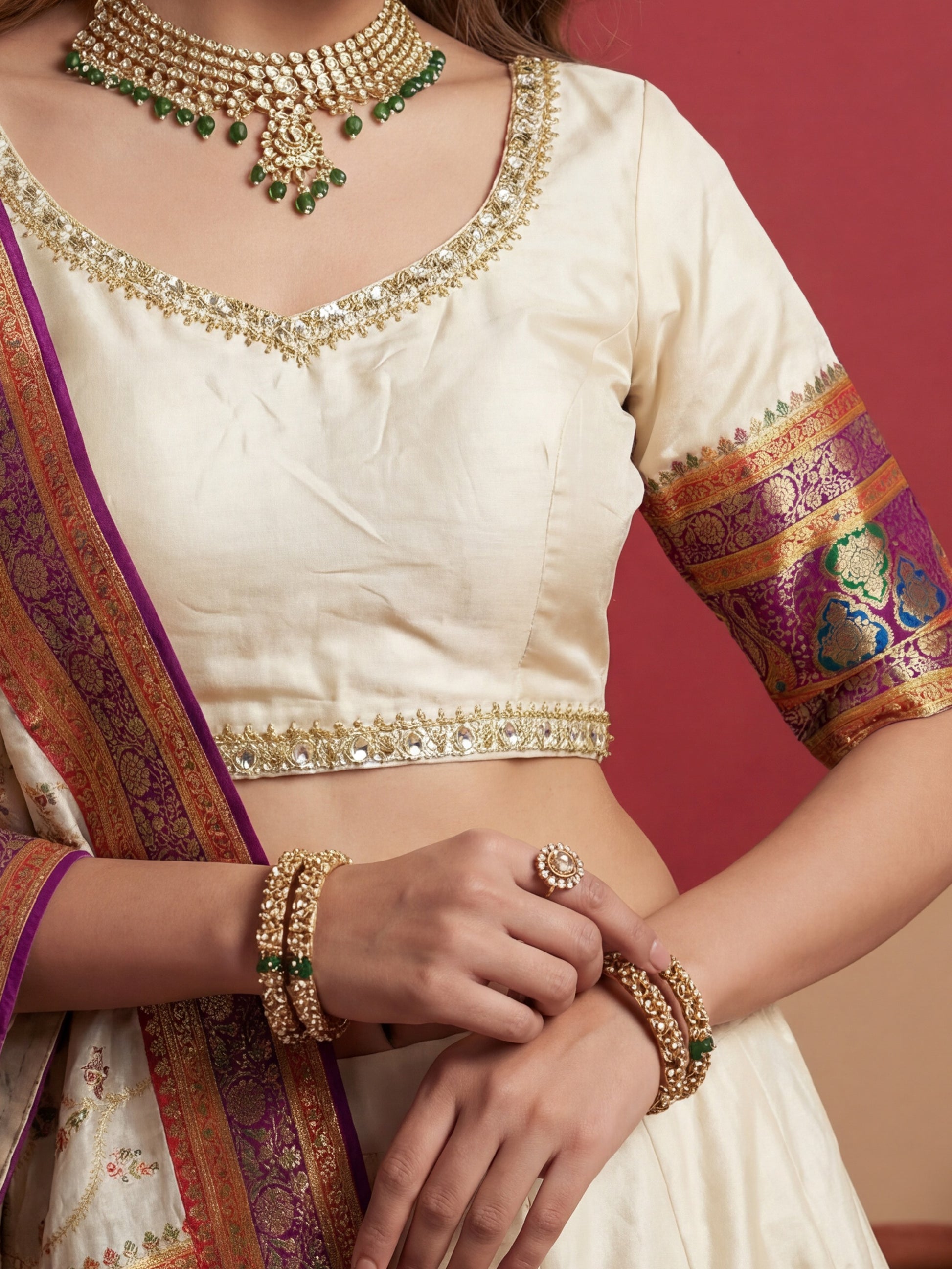 Majestic Cream Zari Weaving Viscose Traditional Wear Lehenga Choli With Dupatta