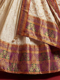 Majestic Cream Zari Weaving Viscose Traditional Wear Lehenga Choli With Dupatta