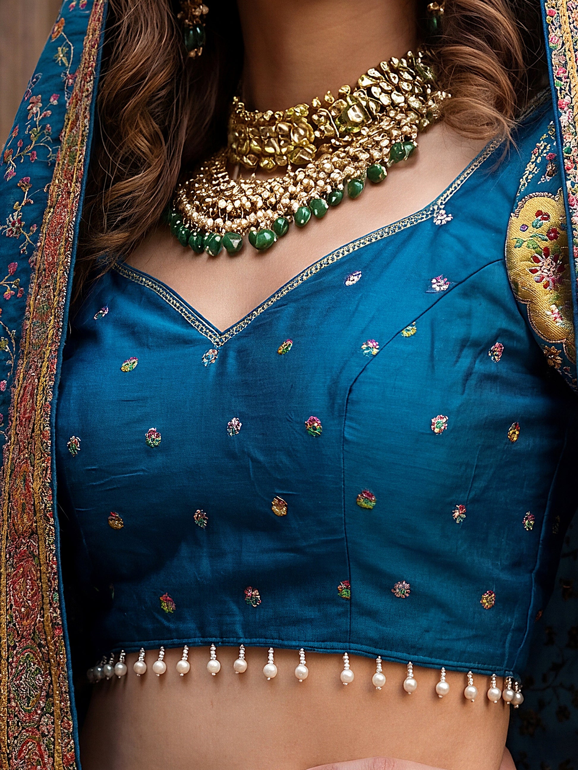 Awesome Teal Blue  Zari Weaving Viscose Festive Wear Lehenga Choli With Dupatta