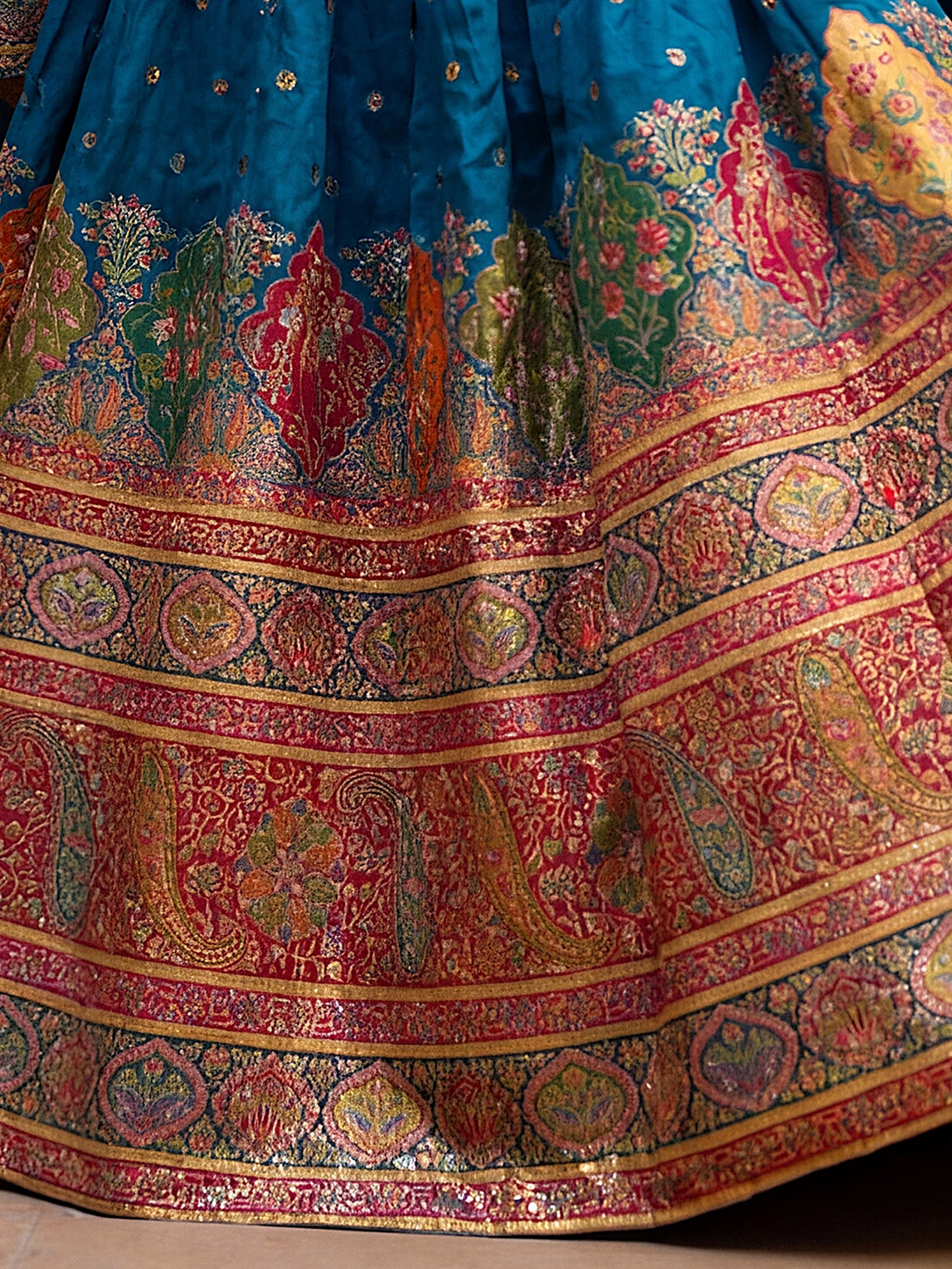 Awesome Teal Blue  Zari Weaving Viscose Festive Wear Lehenga Choli With Dupatta