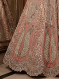 Sparkling Dusty Rose  Embroidered  Tissue Wedding Wear Lehenga Choli With Dupatta