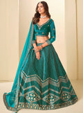 Precious Teal Green Sequins Work Velvet Bridesmaid Wear Lehenga Choli With Dupatta