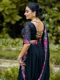 Classy Black Georgette Festive Wear Lehenga With Sequins Work Blouse