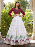 Wonderful White Thread Work Georgette Lehenga Choli With Dupatta