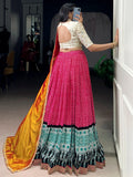 Regal Pink Bandhej Print Rayon Festive Wear Lehenga With Blouse