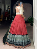 Lovable Red Rayon Wedding Wear Lehenga With Embroidered Blouse