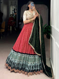 Lovable Red Rayon Wedding Wear Lehenga With Embroidered Blouse