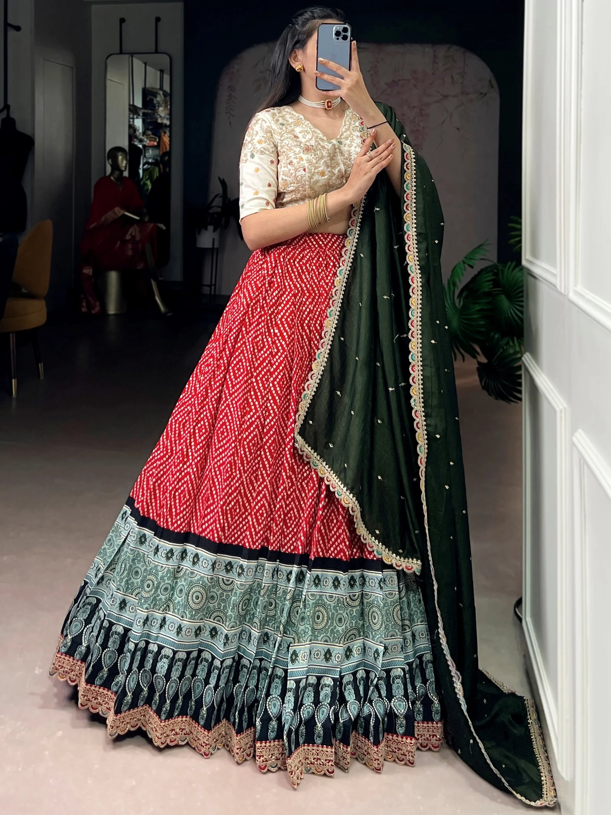 Lovable Red Rayon Wedding Wear Lehenga With Embroidered Blouse