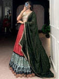 Lovable Red Rayon Wedding Wear Lehenga With Embroidered Blouse