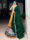 Captivating Yellow Bandhej Print Rayon Festive Wear Lehenga Choli