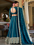 Incredible Blue Thread Embroidered Silk Wedding Lehenga Choli
