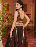 Stunning Marron Embroidery Silk Festival Wear Lehenga Choli with Dupatta