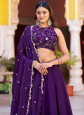 Outstanding Purple Sequins Work  Silk Function Wear Lehenga Choli with Dupatta
