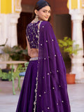 Outstanding Purple Sequins Work  Silk Function Wear Lehenga Choli with Dupatta
