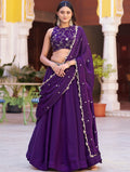 Outstanding Purple Sequins Work  Silk Function Wear Lehenga Choli with Dupatta
