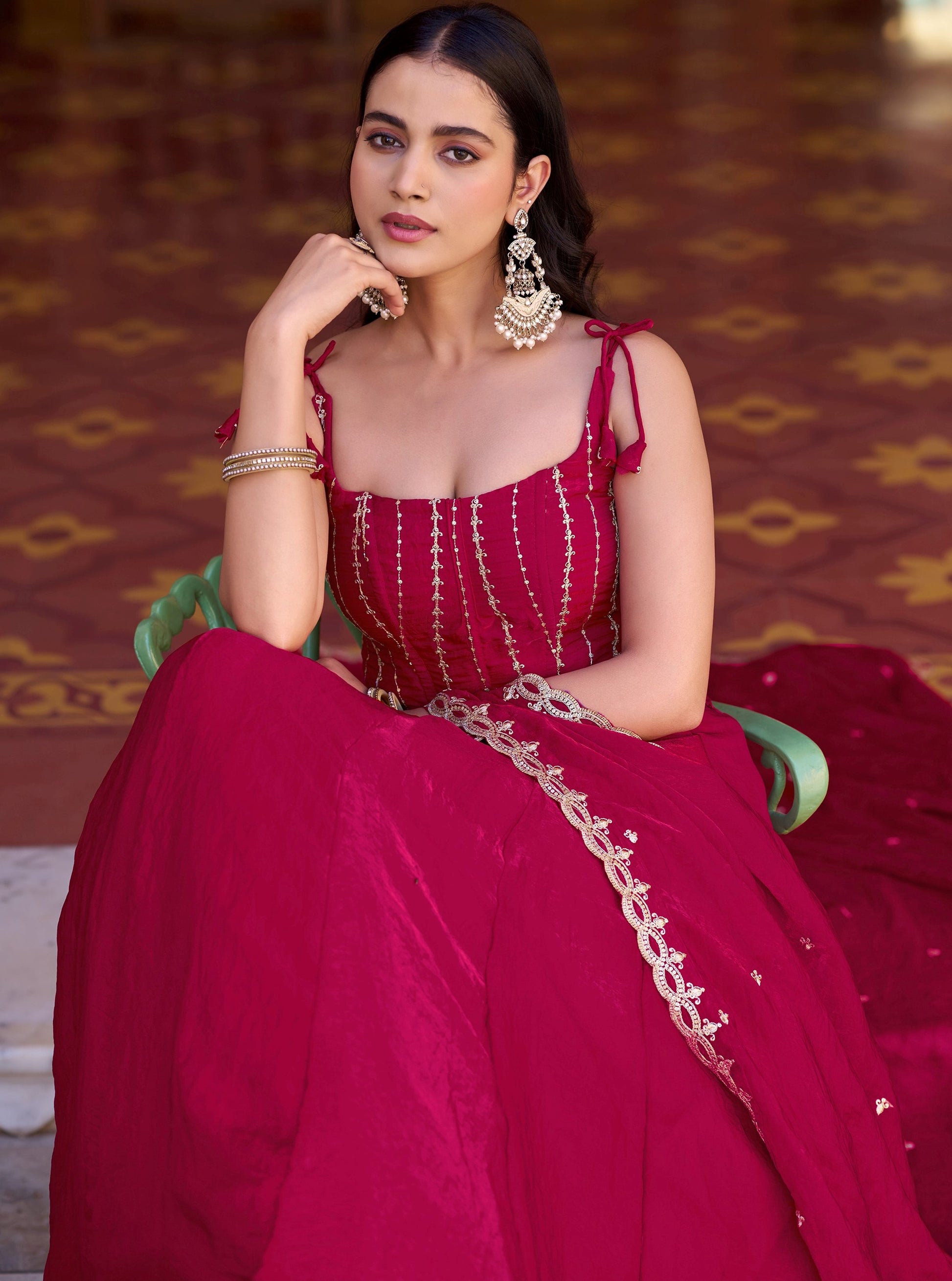 Majestic Rani Pink Thread Embroidery Silk Function Wear Lehenga Choli with Dupatta