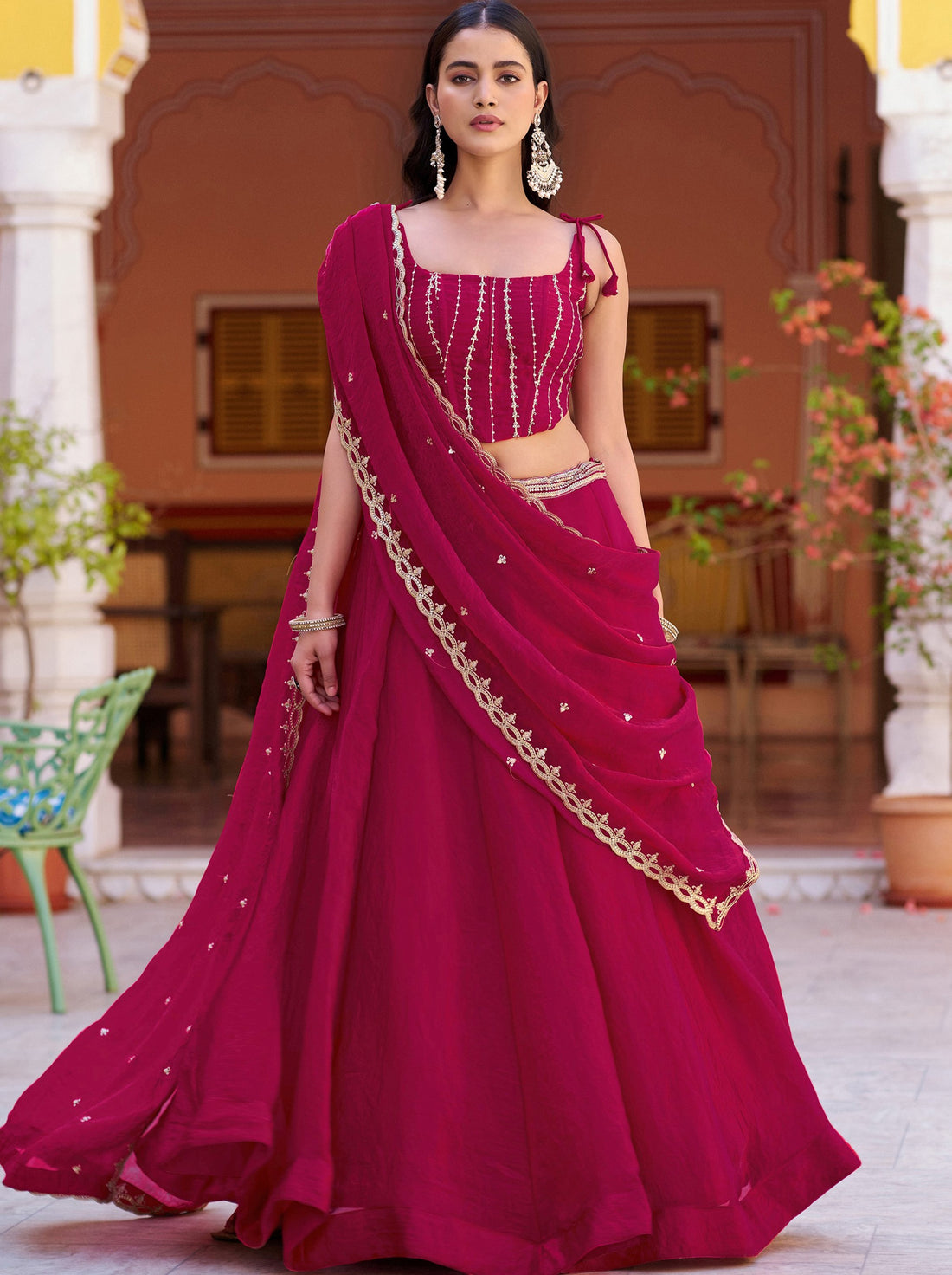 Majestic Rani Pink Thread Embroidery Silk Function Wear Lehenga Choli with Dupatta