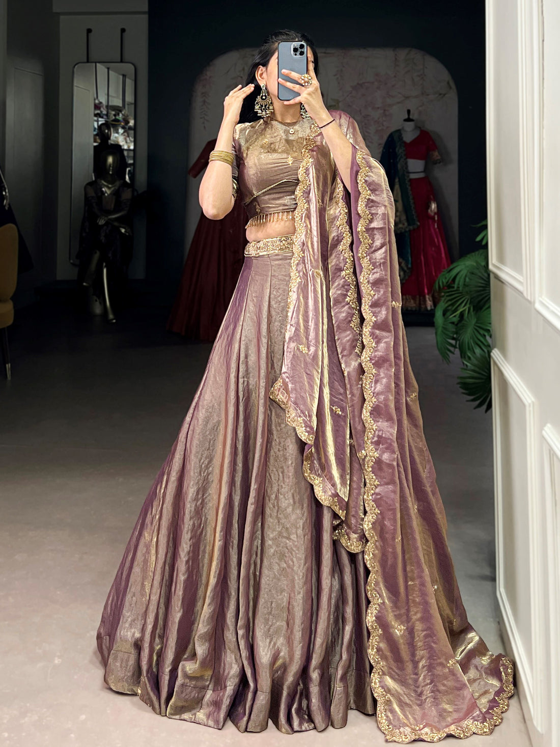 Fabulous Lilac Sequins Work Organza Party Wear Lehenga Choli With Dupatta
