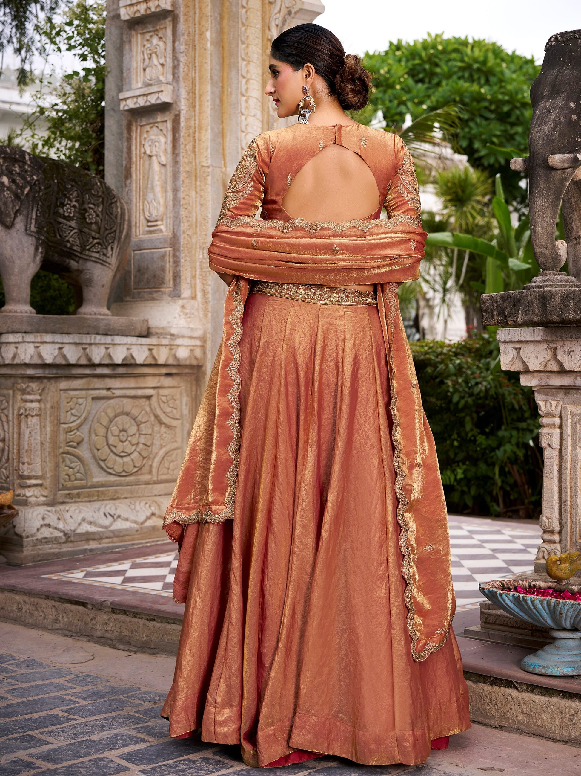 Adorable Orange Embroidered Organza Festive Wear Lehenga Choli With Dupatta