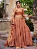 Adorable Orange Embroidered Organza Festive Wear Lehenga Choli With Dupatta