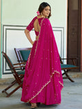 Incredible Rani Pink Sequins Work Chinon Festival Wear Lehenga Choli With Dupatta
