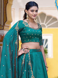 Alluring Teal Green Sequins Work  Silk Function Wear Lehenga Choli With Dupatta
