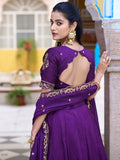 Adorable Purple Embroidery Silk Wedding Wear Lehenga Choli With Dupatta