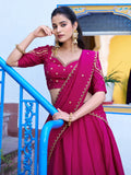 Wonderful Rani Pink Sequins Work Silk Event Wear Lehenga Choli With Dupatta