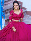 Wonderful Rani Pink Sequins Work Silk Event Wear Lehenga Choli With Dupatta