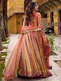 Beautiful Orange Silk Wedding Wear Lehenga With Sequins Choli