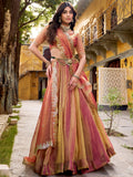 Beautiful Orange Silk Wedding Wear Lehenga With Sequins Choli