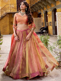 Beautiful Orange Silk Wedding Wear Lehenga With Sequins Choli