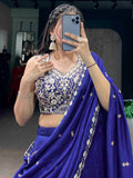Marvelous Blue Silk Party Wear Lehenga With Thread Embroidered Choli