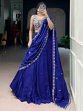 Marvelous Blue Silk Party Wear Lehenga With Thread Embroidered Choli