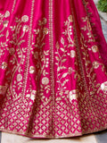 Gorgeous Rani Pink Sequins Silk Wedding Lehenga Choli With Dupatta
