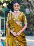 Great Mustard Embroidered Crush Function Wear Lehenga Choli With Dupatta 